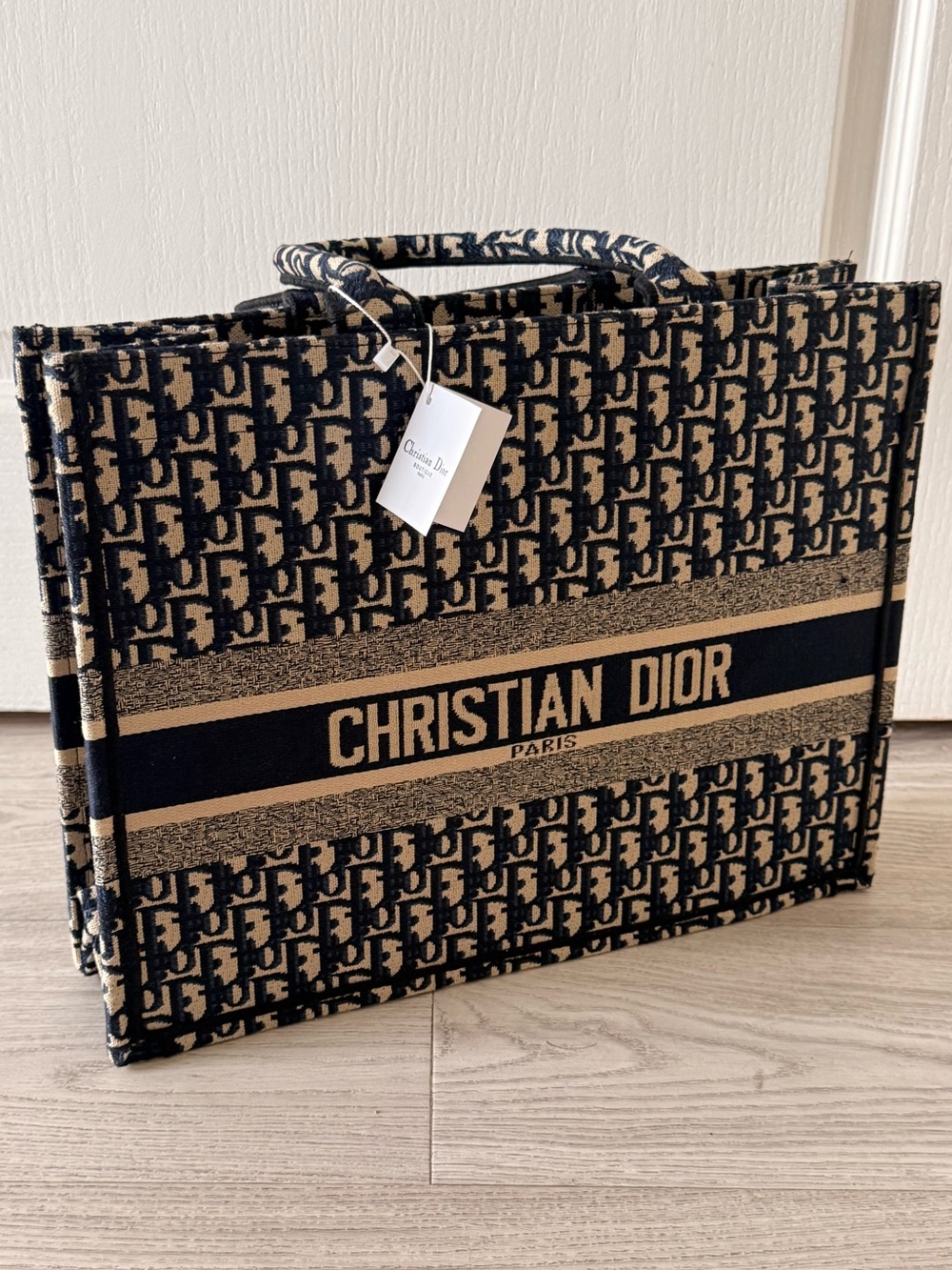 Dior Navy and Beige Jacquard Tote